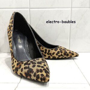 Nine West Blare Pony Hair Cheetah Print Block Heel 8.5M - EUC